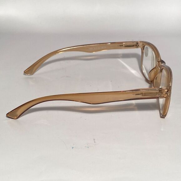 1435 Helen 3.5 Reading Glasses Thin Rectanle Bluelight Filter Taupe Frames NWT - Picture 6 of 9